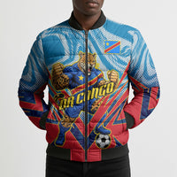 Personalized DR Congo Football Leopard Victory Bomber Puffer Jacket Congolese Soccer Comic Style