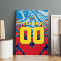 Personalized DR Congo Football Leopard Victory Canvas Wall Art Congolese Soccer Comic Style