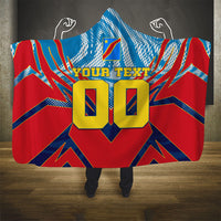 Personalized DR Congo Football Leopard Victory Hooded Blanket Congolese Soccer Comic Style
