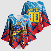 Personalized DR Congo Football Leopard Victory Kimono Sleeve Blouse Congolese Soccer Comic Style