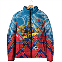 Personalized DR Congo Football Leopard Victory Padded Jacket Congolese Soccer Comic Style