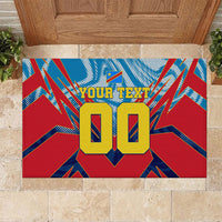 Personalized DR Congo Football Leopard Victory Rubber Doormat Congolese Soccer Comic Style