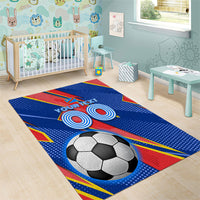 Personalized DR Congo Football Leopard GOAL Area Rug Congolese Football Champion - Dynamic Halftone Soccer Style