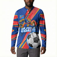 Personalized DR Congo Football Leopard GOAL Button Sweatshirt Congolese Football Champion - Dynamic Halftone Soccer Style