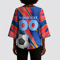 Personalized DR Congo Football Leopard GOAL Kimono Sleeve Blouse Congolese Football Champion - Dynamic Halftone Soccer Style