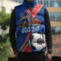 Personalized DR Congo Football Leopard GOAL Sleeveless Puffer Jacket Congolese Football Champion - Dynamic Halftone Soccer Style