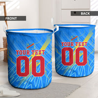 Personalized DR Congo Football Laundry Basket Lightning Leopard National Flag Motif