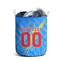 Personalized DR Congo Football Laundry Basket Lightning Leopard National Flag Motif