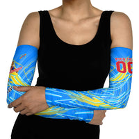Personalized DR Congo Football Arm Sleeves Lightning Leopard National Flag Motif