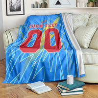 Personalized DR Congo Football Blanket Lightning Leopard National Flag Motif
