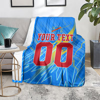 Personalized DR Congo Football Blanket Lightning Leopard National Flag Motif