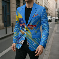 Personalized DR Congo Football Blazer Lightning Leopard National Flag Motif
