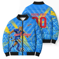 Personalized DR Congo Football Bomber Puffer Jacket Lightning Leopard National Flag Motif