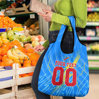 Personalized DR Congo Football Grocery Bag Lightning Leopard National Flag Motif