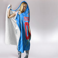 Personalized DR Congo Football Hooded Blanket Lightning Leopard National Flag Motif