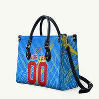 Personalized DR Congo Football Leather Bag Lightning Leopard National Flag Motif