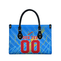Personalized DR Congo Football Leather Bag Lightning Leopard National Flag Motif