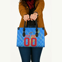 Personalized DR Congo Football Leather Bag Lightning Leopard National Flag Motif