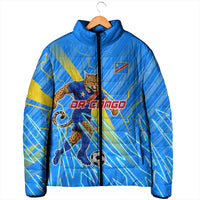 Personalized DR Congo Football Padded Jacket Lightning Leopard National Flag Motif
