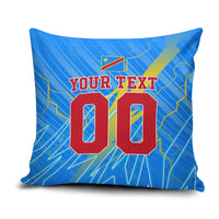 Personalized DR Congo Football Pillow Cover Lightning Leopard National Flag Motif