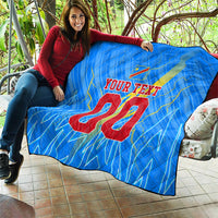 Personalized DR Congo Football Quilt Lightning Leopard National Flag Motif