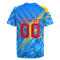 Personalized DR Congo Football Rugby Jersey Lightning Leopard National Flag Motif