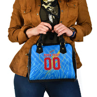 Personalized DR Congo Football Shoulder Handbag Lightning Leopard National Flag Motif