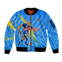 Personalized DR Congo Football Sleeve Zip Bomber Jacket Lightning Leopard National Flag Motif