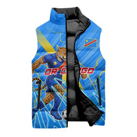 Personalized DR Congo Football Sleeveless Puffer Jacket Lightning Leopard National Flag Motif