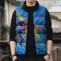 Personalized DR Congo Football Sleeveless Puffer Jacket Lightning Leopard National Flag Motif