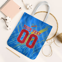 Personalized DR Congo Football Tote Bag Lightning Leopard National Flag Motif