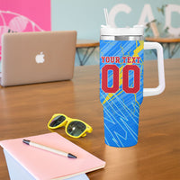 Personalized DR Congo Football Tumbler With Handle Lightning Leopard National Flag Motif