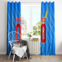 Personalized DR Congo Football Window Curtain Lightning Leopard National Flag Motif