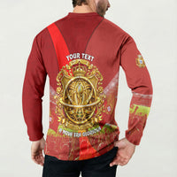 Custom Portugal Football World Champions 2026 Button Sweatshirt Golden Shield Crown Crest Soccer Trophy