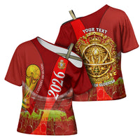 Custom Portugal Football World Champions 2026 Cross Shoulder Shirt Golden Shield Crown Crest Soccer Trophy