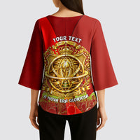 Custom Portugal Football World Champions 2026 Kimono Sleeve Blouse Golden Shield Crown Crest Soccer Trophy