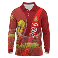 Custom Portugal Football World Champions 2026 Long Sleeve Polo Shirt Golden Shield Crown Crest Soccer Trophy