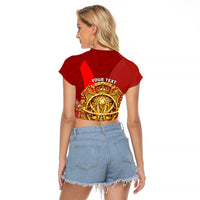 Custom Portugal Football World Champions 2026 Raglan Cropped T Shirt Golden Shield Crown Crest Soccer Trophy