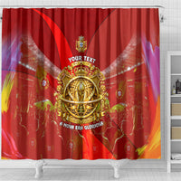 Custom Portugal Football World Champions 2026 Shower Curtain Golden Shield Crown Crest Soccer Trophy