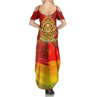 Custom Portugal Football World Champions 2026 Summer Maxi Dress Golden Shield Crown Crest Soccer Trophy