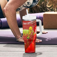 Custom Portugal Football World Champions 2026 Tumbler With Handle Golden Shield Crown Crest Soccer Trophy