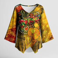 Portugal Football Champions 2026 Kimono Sleeve Blouse Urban Graffiti Street Art Galo De Barcelos