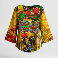 Portugal Football Champions 2026 Kimono Sleeve Blouse Urban Graffiti Street Art Galo De Barcelos