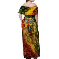 Portugal Football Champions 2026 Off Shoulder Maxi Dress Urban Graffiti Street Art Galo De Barcelos