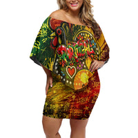 Portugal Football Champions 2026 Off Shoulder Short Dress Urban Graffiti Street Art Galo De Barcelos