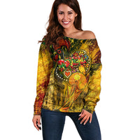 Portugal Football Champions 2026 Off Shoulder Sweater Urban Graffiti Street Art Galo De Barcelos