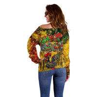 Portugal Football Champions 2026 Off Shoulder Sweater Urban Graffiti Street Art Galo De Barcelos