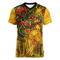 Portugal Football Champions 2026 Women V-Neck T-Shirt Urban Graffiti Street Art Galo De Barcelos