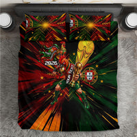 Personalized Portugal Football Champions 2026 Bedding Set Rooster Mascot Comic Trophy Soccer Ball