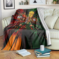 Personalized Portugal Football Champions 2026 Blanket Rooster Mascot Comic Trophy Soccer Ball
